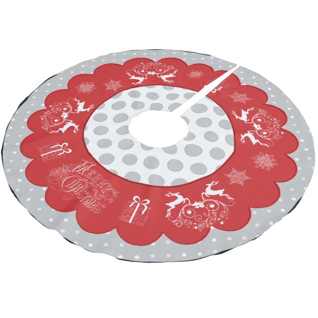 Weihnachts Polka Dots Tree Rock Chalkboard Polyester Weihnachtsbaumdecke (Schrägansicht)