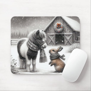 Weihnachts Pony und Bunny Mousepad