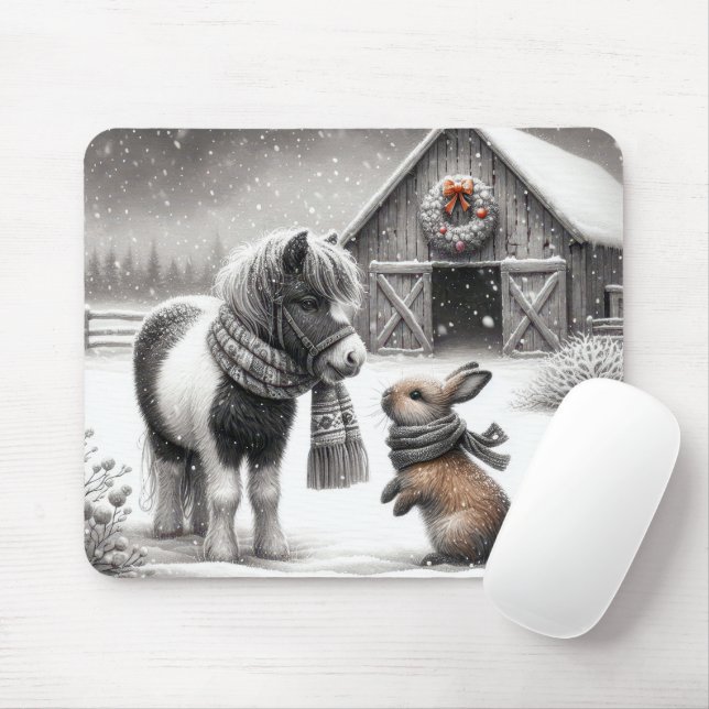 Weihnachts Pony und Bunny Mousepad (Mit Mouse)