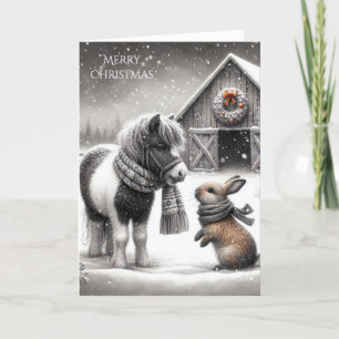 Weihnachts Pony und Sonnenschein auf dem Bauernhof Feiertagskarte