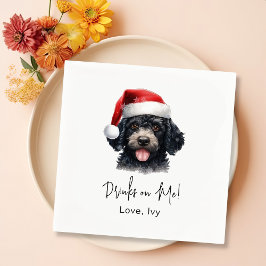 Weihnachts-Poodle Hund Personalisierte Getränke au Serviette