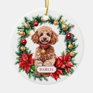 Weihnachts Poodle Keramik Circle Ornament