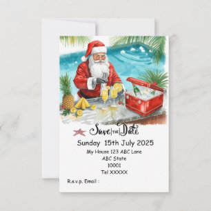 Weihnachts-Poolparty – Santa Claus Save the Date Einladung