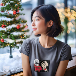 Weihnachts-Pop-Art-Mädchen-Santa-Ich-kann-es-erklä T-Shirt