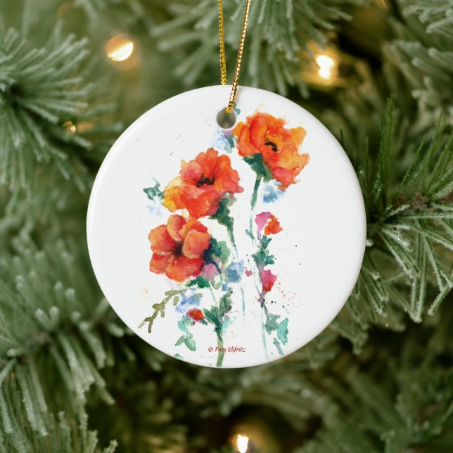 Weihnachts-Poppies Drei für unser Herz Keramik Ornament (Baum)