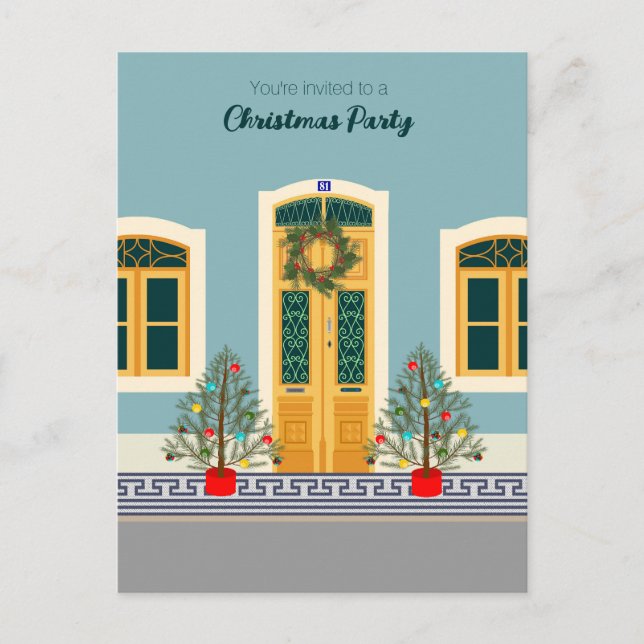 Weihnachts-Portugiesische Party Einladung Postkarte (Vorderseite)