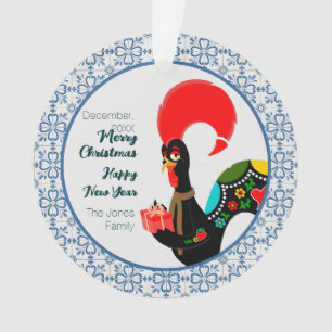 Weihnachts Portugiesischer Stab und blauer Fliesen Ornament