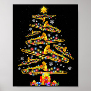 Weihnachts-Posaunist Xmas-Baum Jazz-Musik Liebhabe Poster