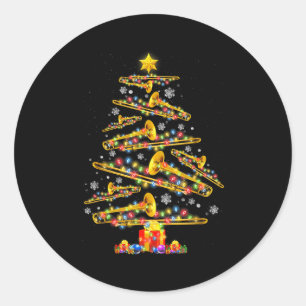 Weihnachts-Posaunist Xmas-Baum Jazz-Musik-Liebhabe Runder Aufkleber