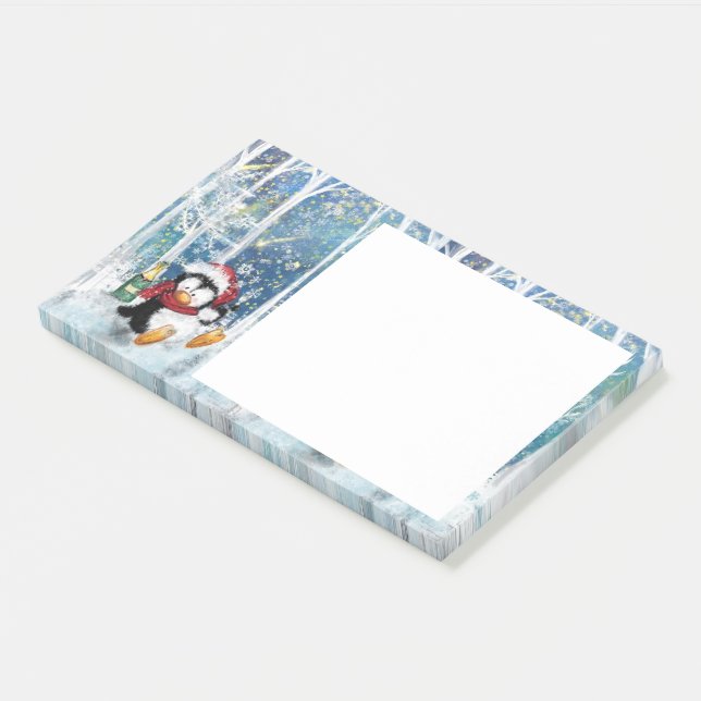 Weihnachts Post es Notes Happy Penguin Post-it Klebezettel (angewinkelt)