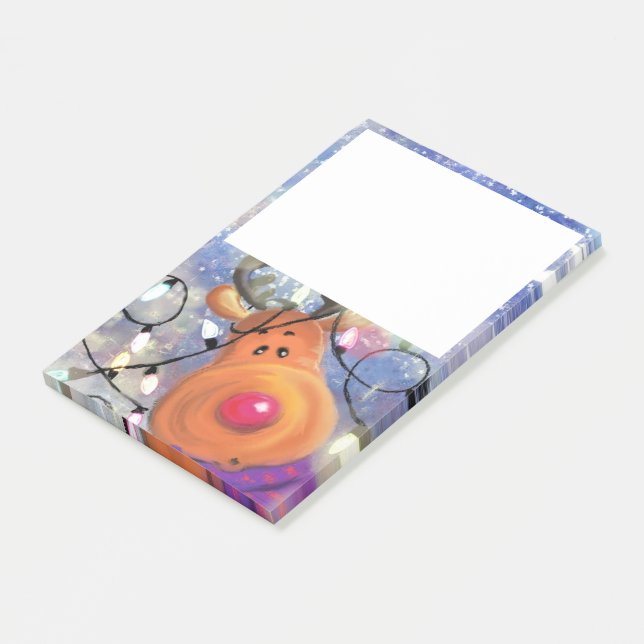 Weihnachts Post it Notes mit Happy Rentier Post-it Klebezettel (angewinkelt)