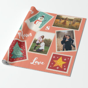 Weihnachts-Postage-Briefmarke Personalisiertes Fot Geschenkpapier