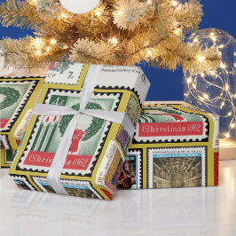 Weihnachts-Postage-Briefmarke rund um die Welt Geschenkpapier