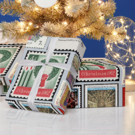 Weihnachts-Postage-Briefmarke rund um die Welt Geschenkpapier