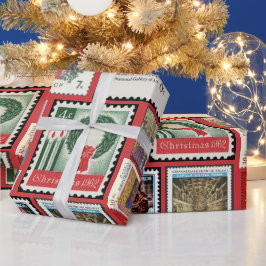 Weihnachts-Postage-Briefmarke rund um die Welt Geschenkpapier