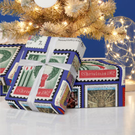 Weihnachts-Postage-Briefmarke rund um die Welt Geschenkpapier