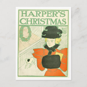 Weihnachts-Postkarte mit Harper's Magazine-Cover Postkarte