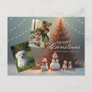Weihnachts-Postkarte mit Schneemann zum Personalis Feiertagspostkarte