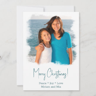 Weihnachts-Postkarte mit Strandmotiv, Aquarellmale Feiertagskarte