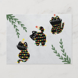 Weihnachts-Postkarte niedliche Katze spielt lustig Postkarte
