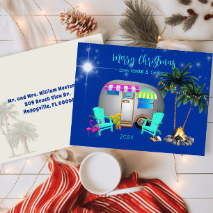 Weihnachts-Postkarte Tropical Camping-Thema Postkarte