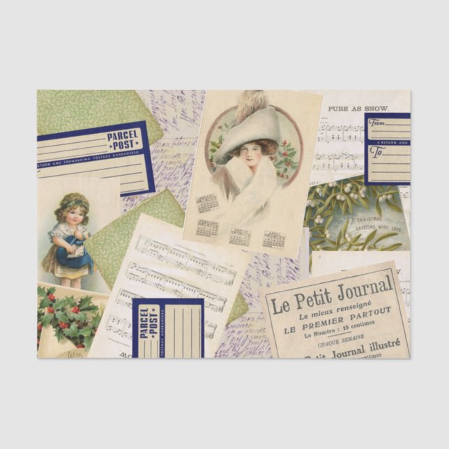 Weihnachts-Postkarten-Collage Tissue Paper Seidenpapier (Vorderseite)