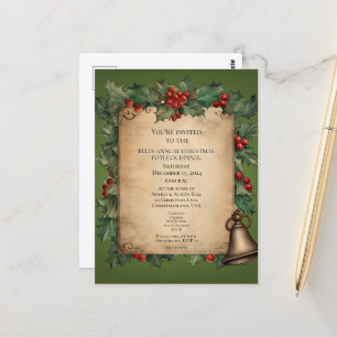 Weihnachts-Potluck-Abendessen Old World Scroll Ein Postkarte