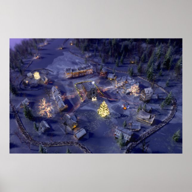 Weihnachts-Print in Mountain Village Poster (Vorne)