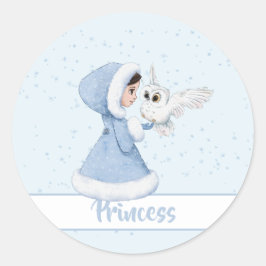 Weihnachts-Prinzessin Owl Winterschneeflocken Runder Aufkleber