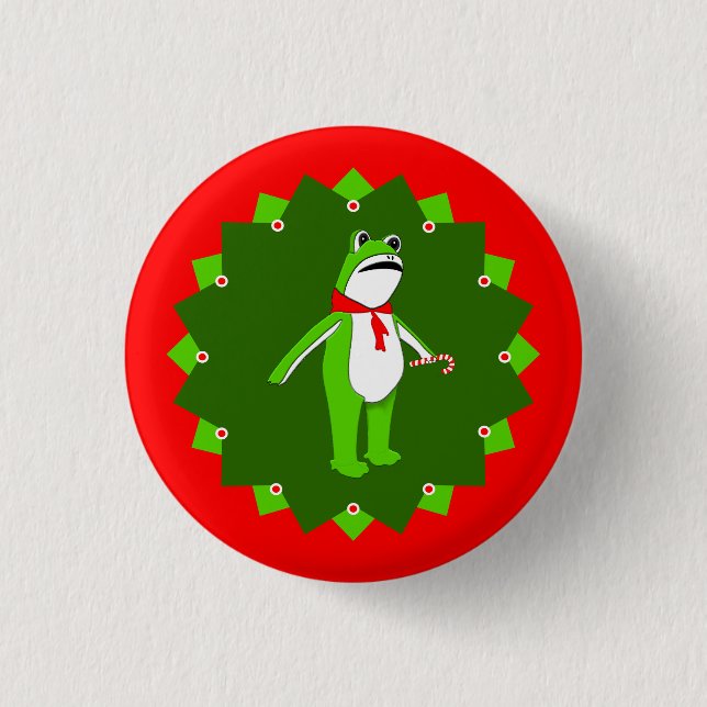 Weihnachts-Protest-Frosch Button (Vorderseite)