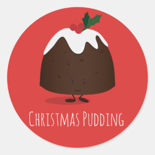 Weihnachts Pudding Cartoon Charakter   Aufkleber
