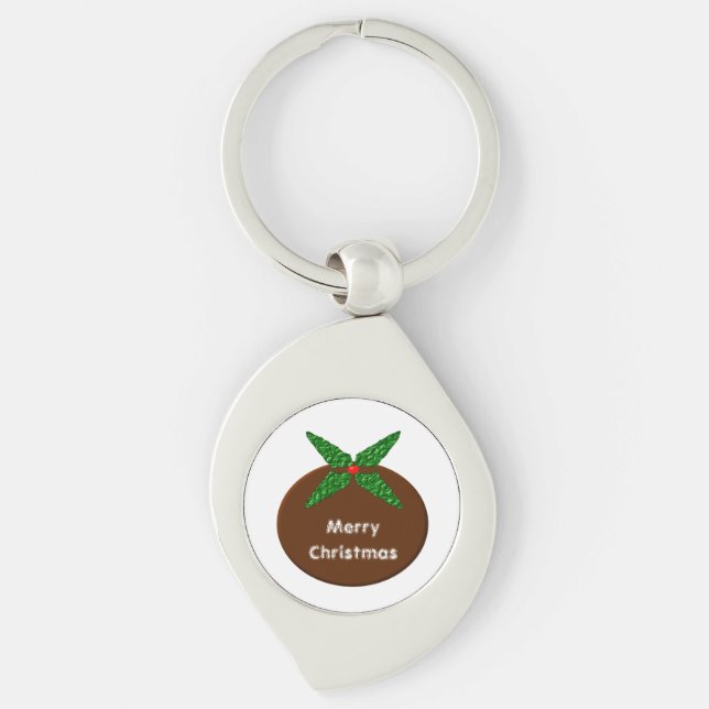Weihnachts-Pudding Custom-Schlüsselanhänger Schlüsselanhänger (Vorderseite)