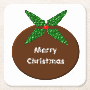 Weihnachts-Pudding für kundenspezifische Untersetz Rechteckiger Pappuntersetzer