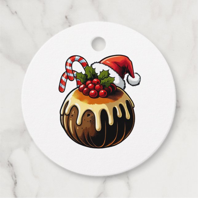 Weihnachts Pudding Fvor Tags Geschenkanhänger (Vorderseite)
