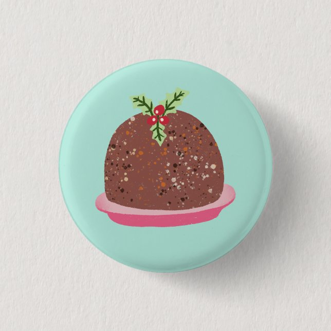 Weihnachts-Pudding Holiday Food Illustration Button (Vorderseite)