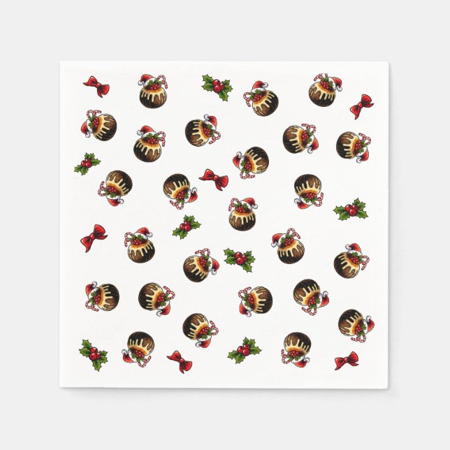 Weihnachts-Pudding Paper Napkin Serviette (Vorderseite)