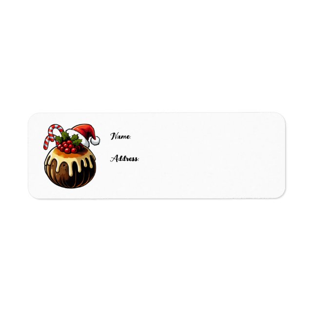 Weihnachts-Pudding-Rücksendeadressen-Aufkleber (Vorne)
