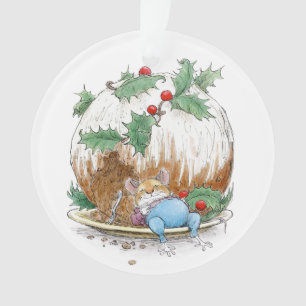 Weihnachts Pudding Snoozing Mouse Ornament