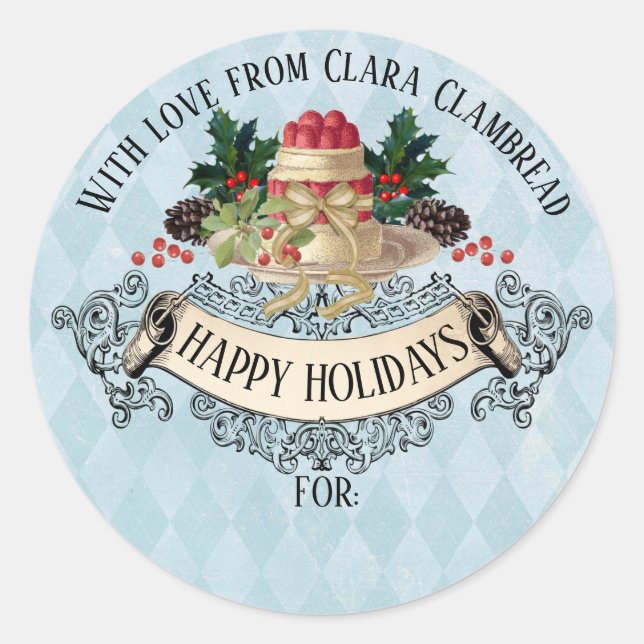 Weihnachts-Pudding Weihnachtsaufkleber Runder Aufkleber (Vorderseite)