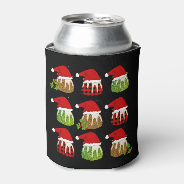 Weihnachts-Pudding-Weihnachtsmannmützen Dosenkühler (Kanne Vorderseite)