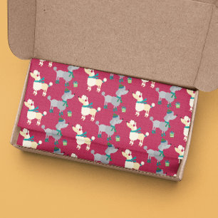 Weihnachts-Pudel-Hund-Festtagsmuster Seidenpapier