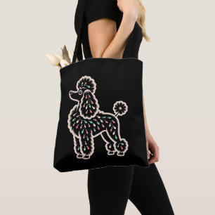 Weihnachts-Pudel-Hund-Lichter-Ornamente-Silhouette