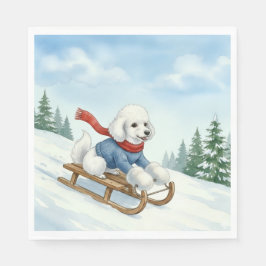 Weihnachts-Pudel-Schlittenfahren, Servietten
