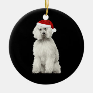 Weihnachts-Pudel Weihnachtsbaum Hund Welpe Aquarel Keramik Ornament
