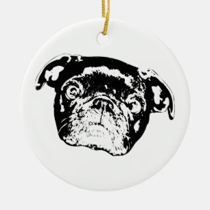 Weihnachts-Pug-Geist-Charm Keramik Ornament