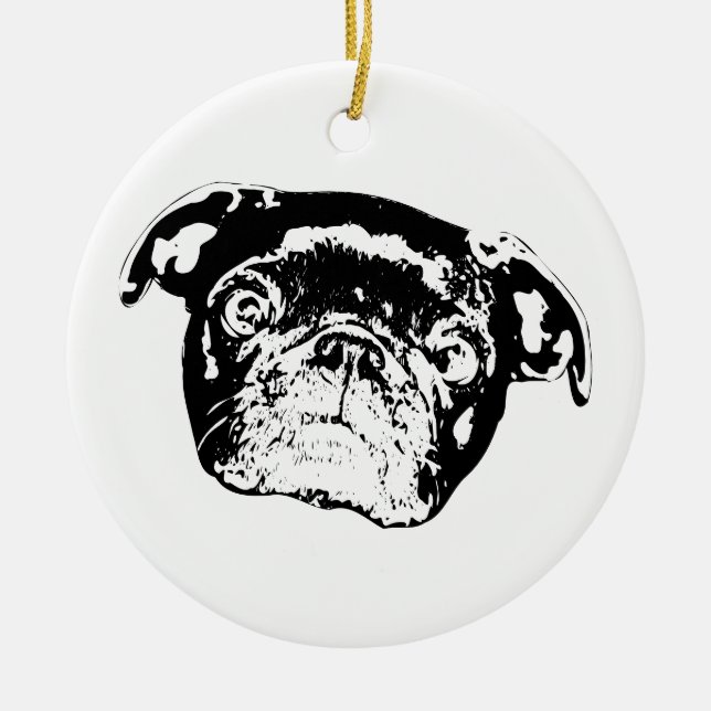 Weihnachts-Pug-Geist-Charm Keramik Ornament (Vorne)