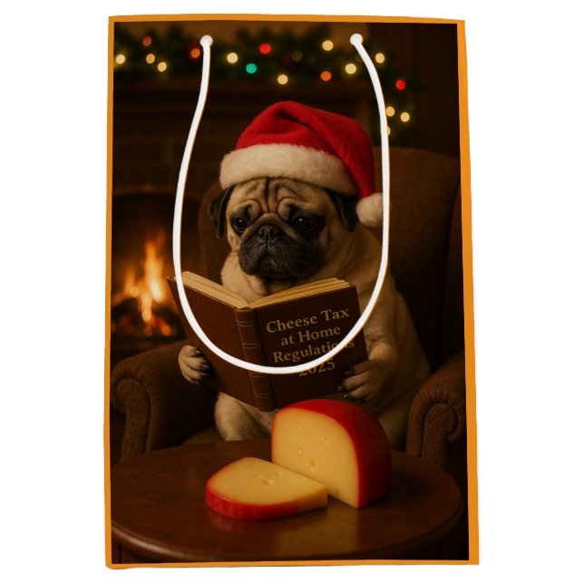 Weihnachts-Pug-Geschenktasche Mittlere Geschenktüte (Vorderseite)