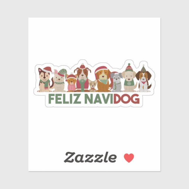 Weihnachts-Pun: Feliz Navidog Aufkleber (Blatt)