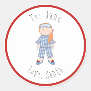 Weihnachts-Puppe Rotes Haar für Kleinkinder von Sa Runder Aufkleber
