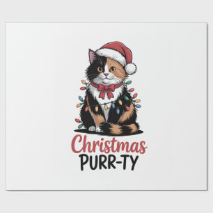 Weihnachts-Purr-ty-Katze eingewickelt in Weihnacht Geschenkpapier